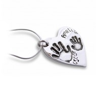 Double Print Heart Hand Or Footprint Necklace