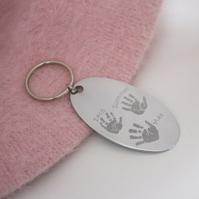 Handprint Oval Keyring 