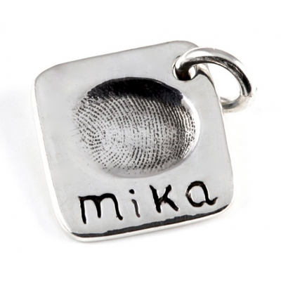 Large Square Fingerprint Charm