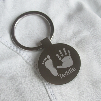 Hand and Footprint Engraved Keyring